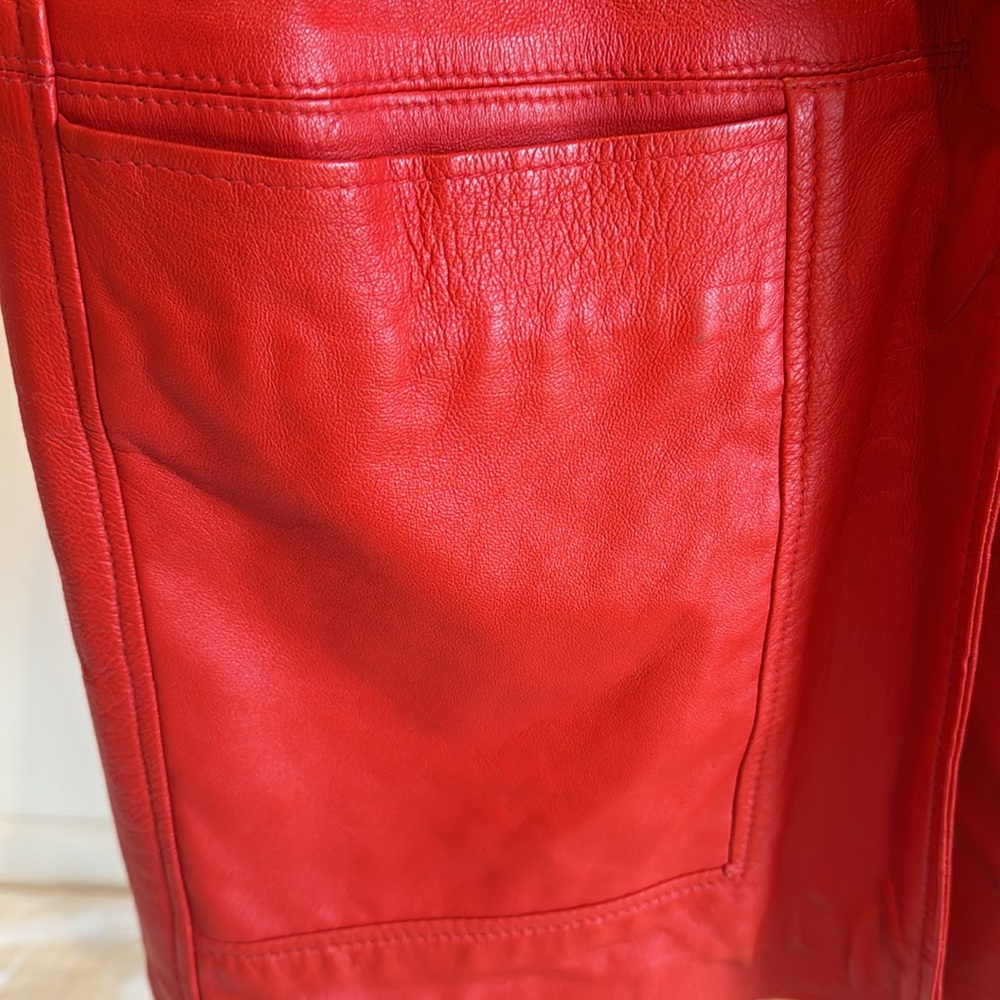Women's Red Leather Vintage Jacket - Picture 7 of 14